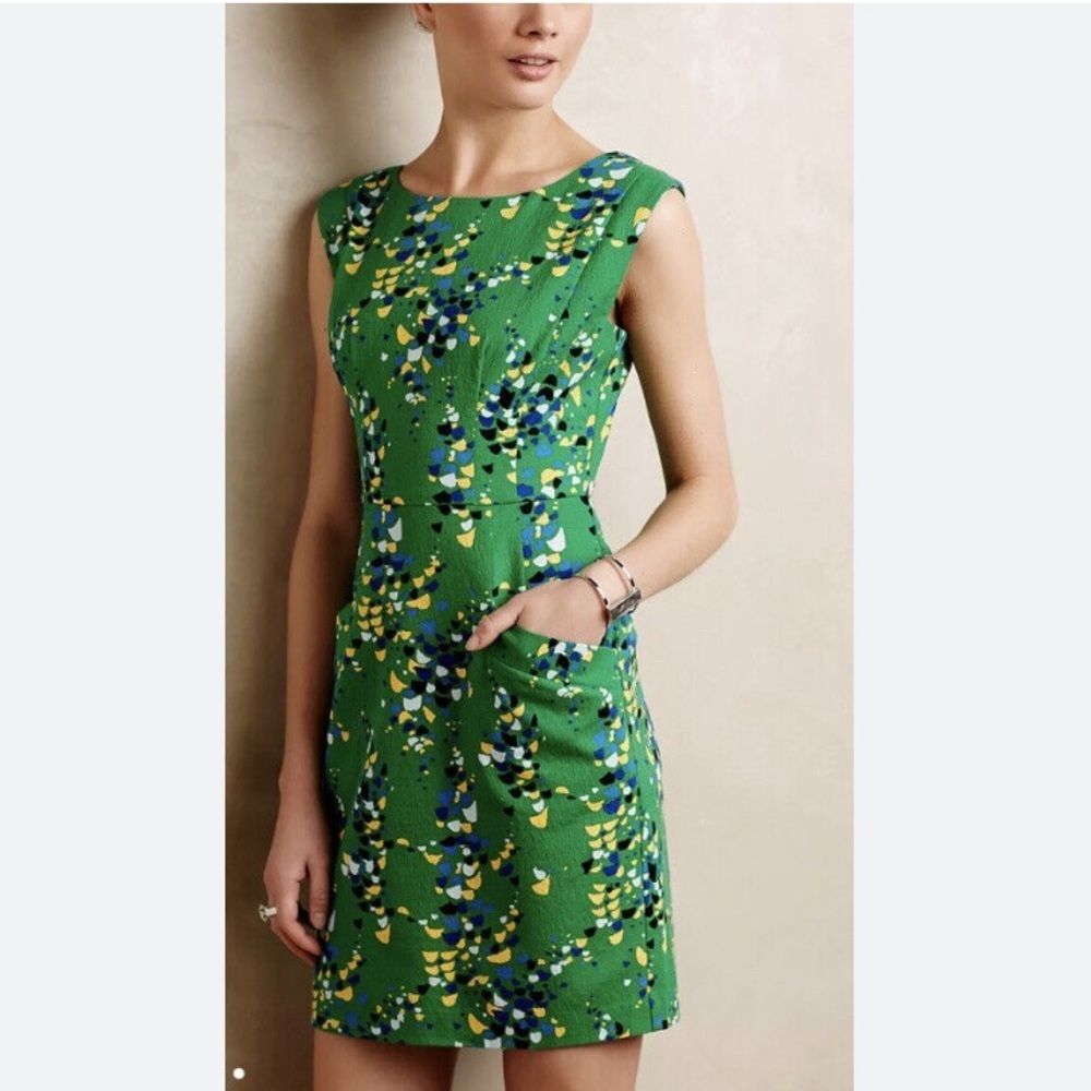 Plenty By Tracy Reese Petites Vanessa Green Confetti Field Sheath Mini Dress 0